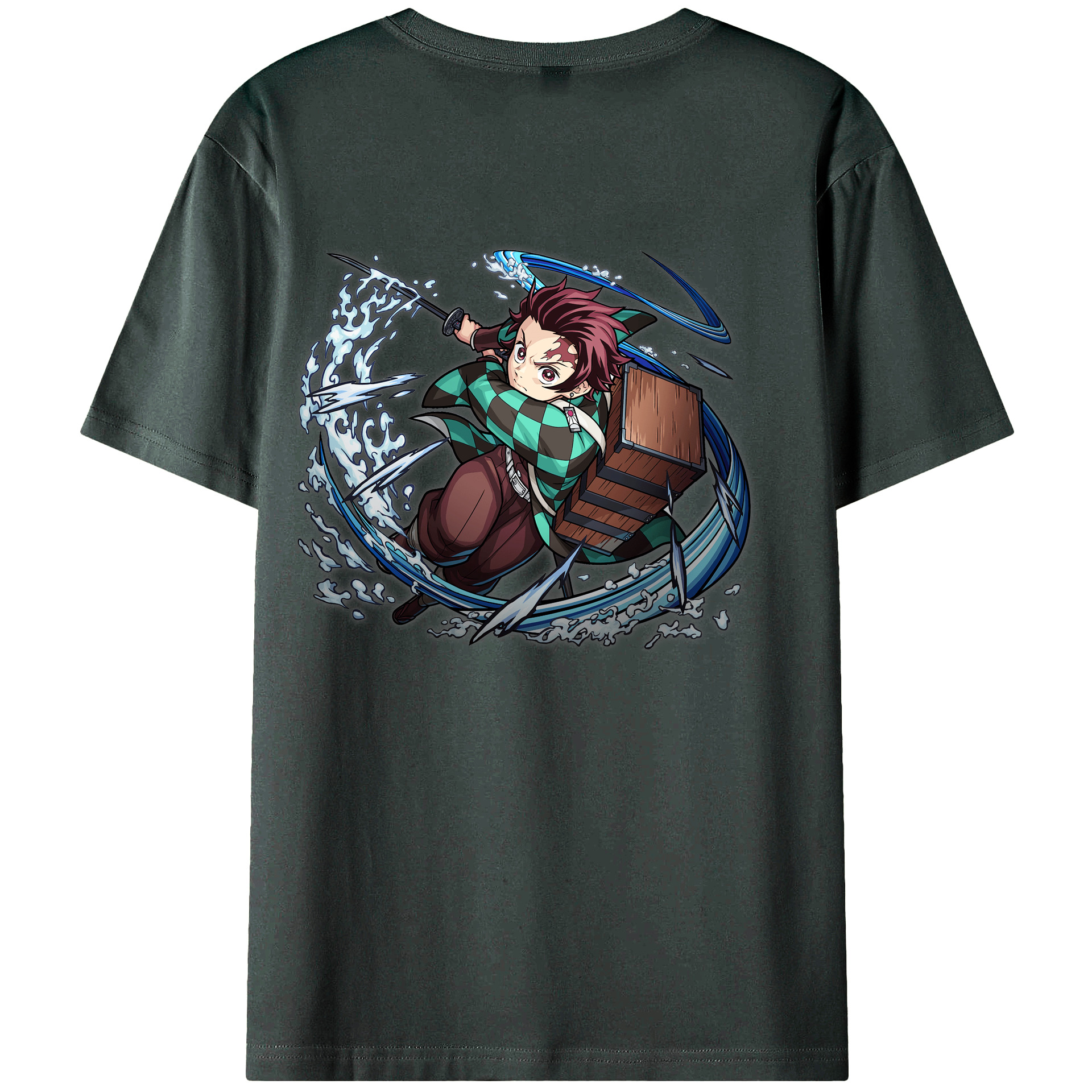 （画像用） 鬼滅の刃 竈門 炭治郎／かまど たんじろう Kamado Tanjirou 綿100％ メンズ半袖Tシャツ（バックプリント） 通気性